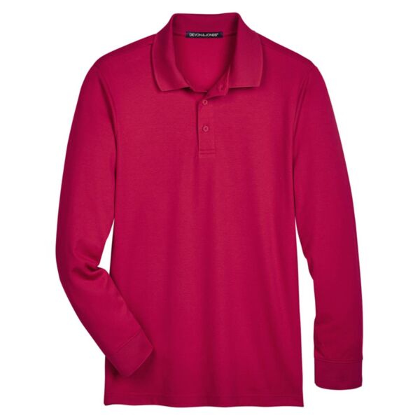 Devon & Jones CrownLux Performance® Tall Plaited Long Sleeve Polo Thumbnail